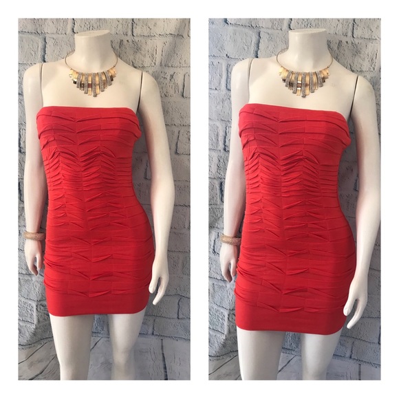 Sol - Burnt Orange Tube Mini Dress - Picture 6 of 8